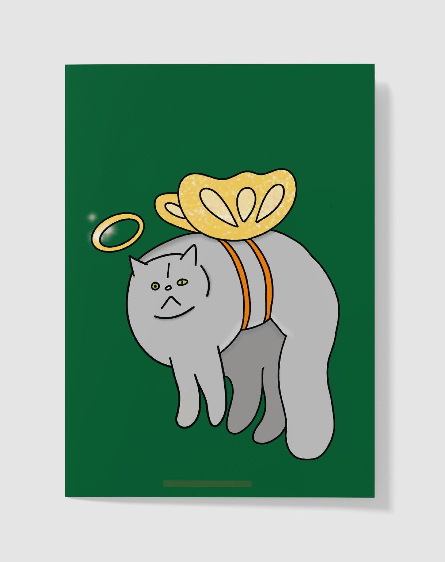 Kerstkaart - Grumpy Cat Engel – Handgemaakt & Blanco