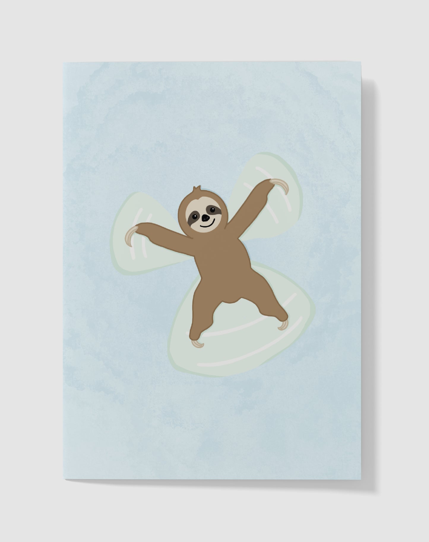 Handgemaakte Kaart – Snow Angel Luiaard – Blanco Binnenkant