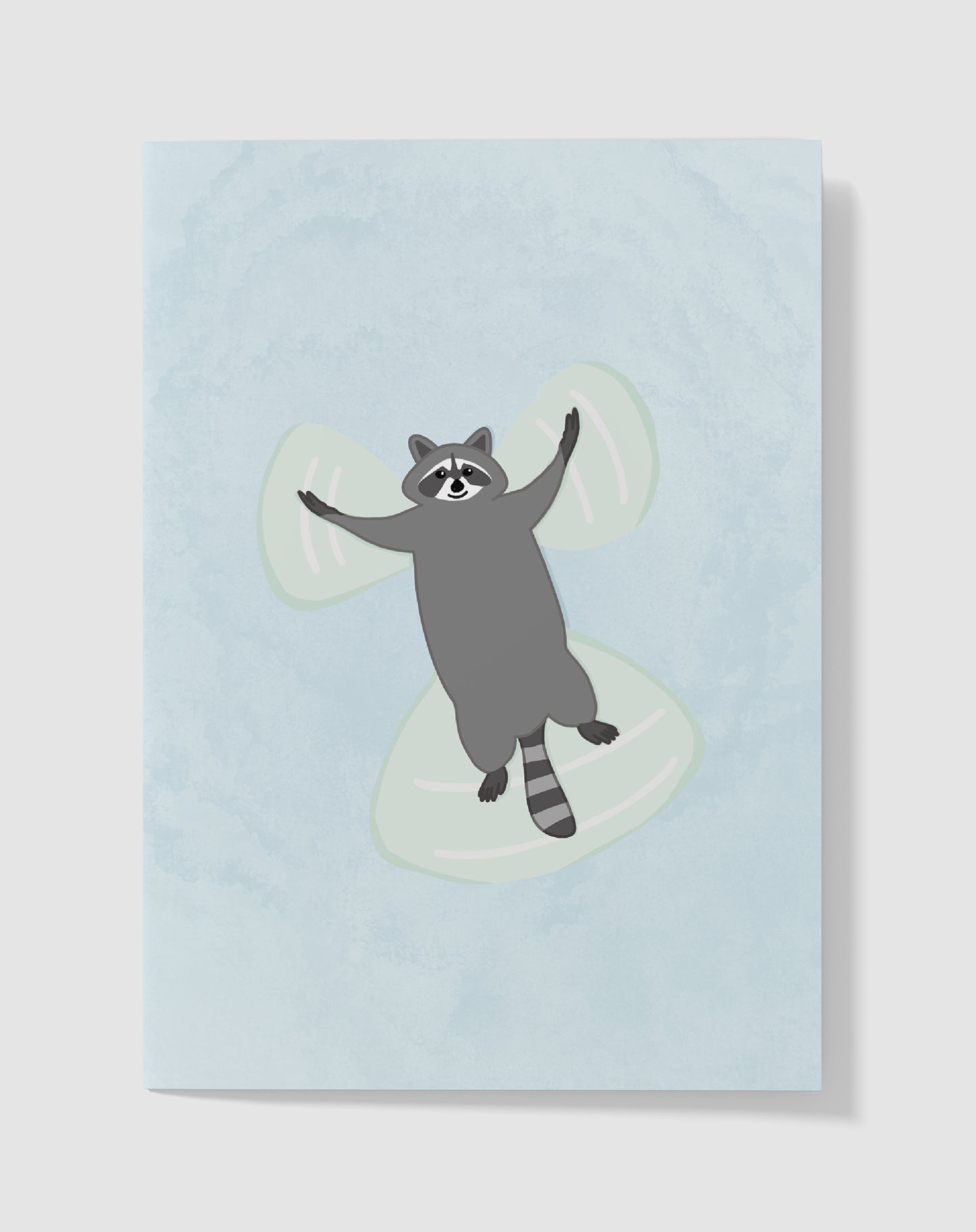 Handgemaakte Kaart – Snow Angel Wasbeer – Blanco Binnenkant