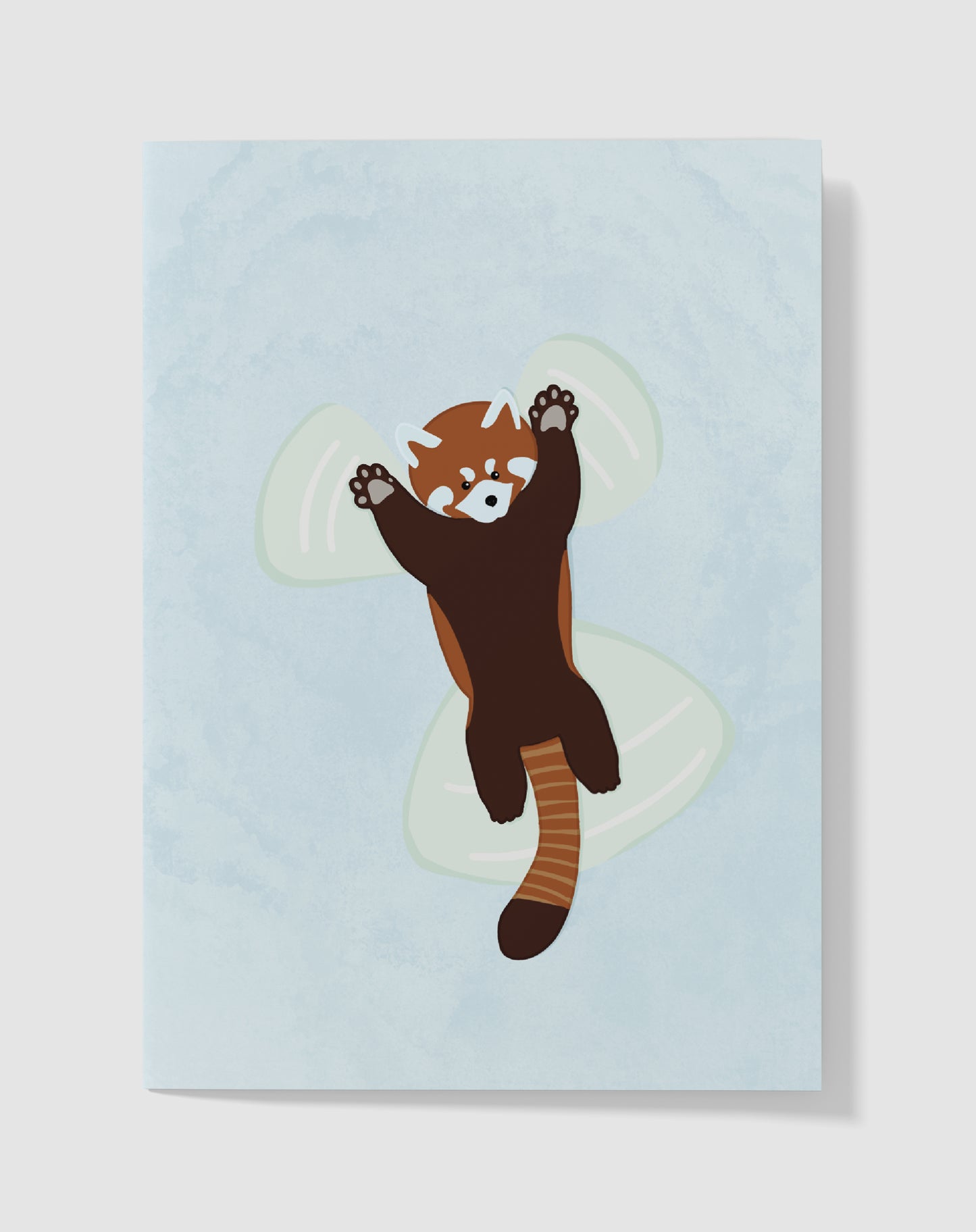 Handgemaakte Kaart – Snow Angel Rode Panda – Blanco Binnenkant