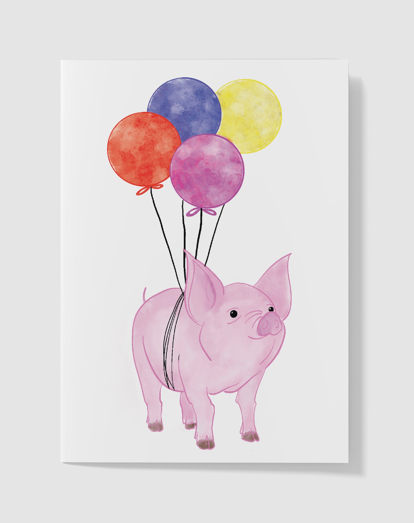 Verjaardagskaart - Boerderij Ballonnen Varken – Handgemaakt & Blanco