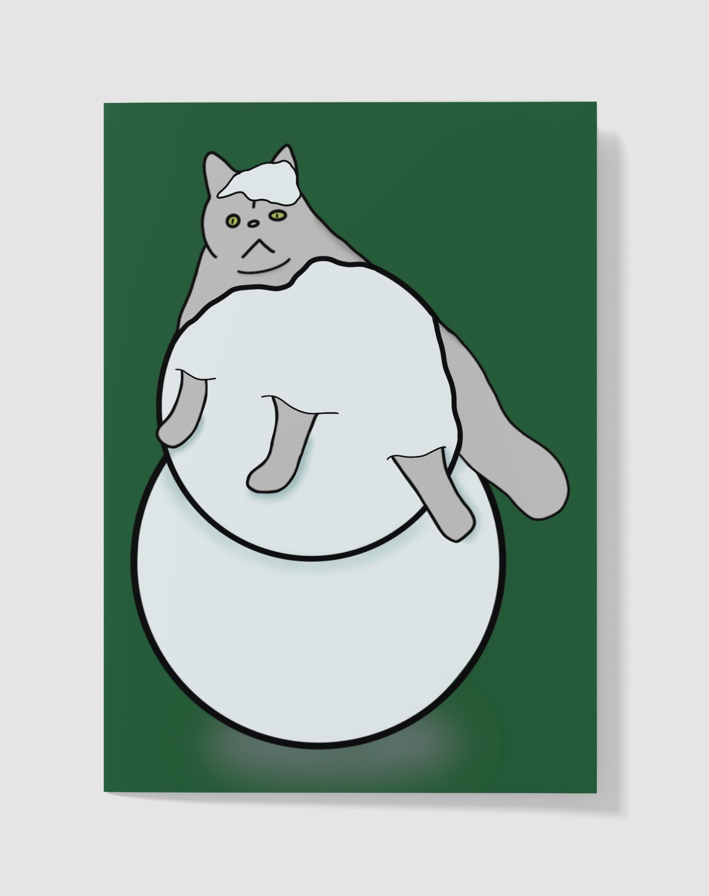 Kerstkaart - Grumpy Cat Sneeuwpop – Handgemaakt & Blanco