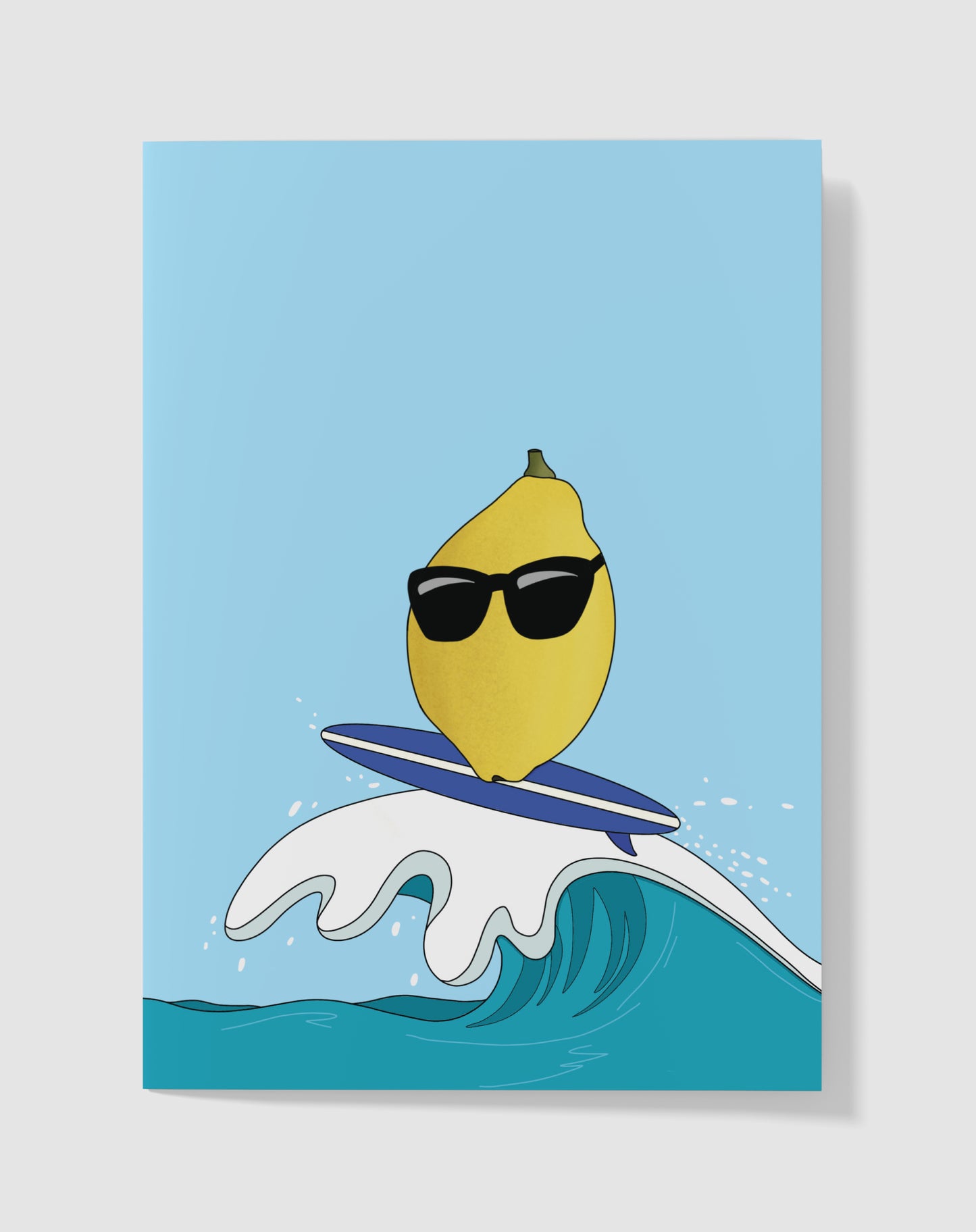 Handgemaakte Kaart - Lemon Vibes Surfen - Blanco Binnenkant