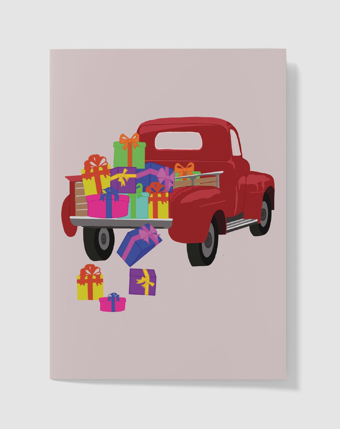 Kerstkaart - Wonderlijke Rode Truck – Handgemaakt & Blanco