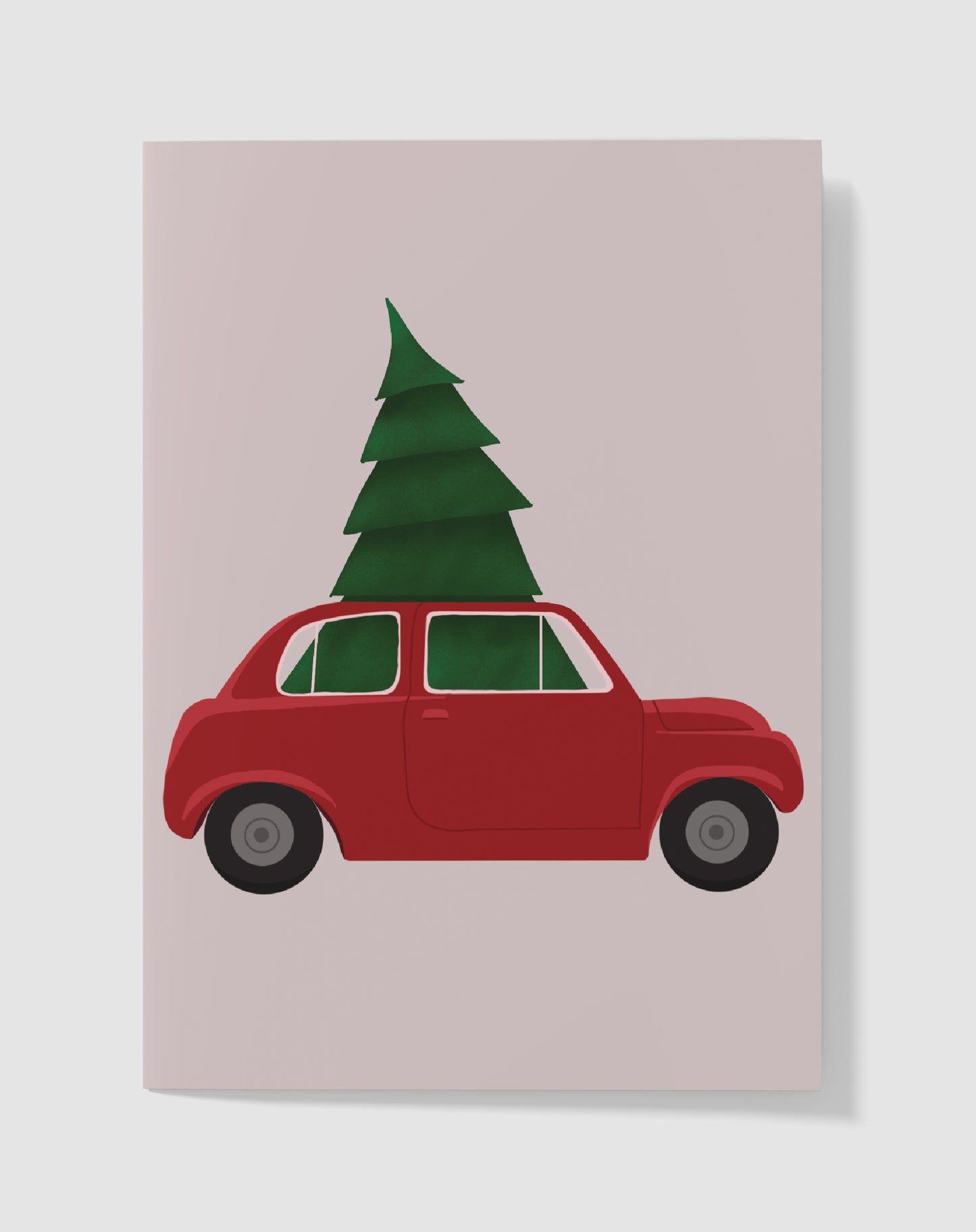 Kerstkaart - Wonderlijke Kerstboom Rode Truck – Handgemaakt & Blanco