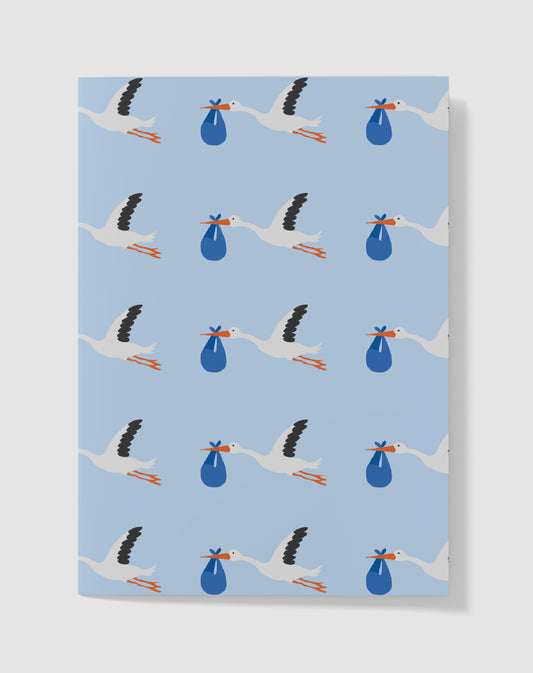 Babykaart - Bundeltje Geluk Blauw – Handgemaakt & Blanco