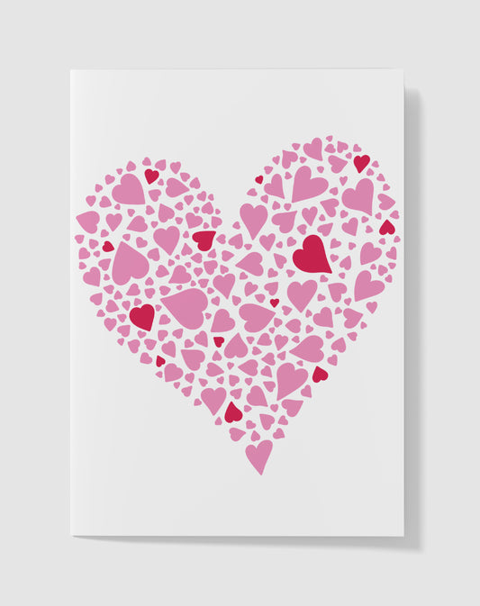 Handgemaakte liefdeskaart zonder tekst, met hartillustratie