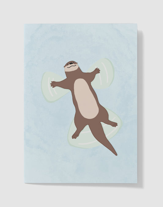Handgemaakte Kaart – Snow Angel Otter – Blanco Binnenkant