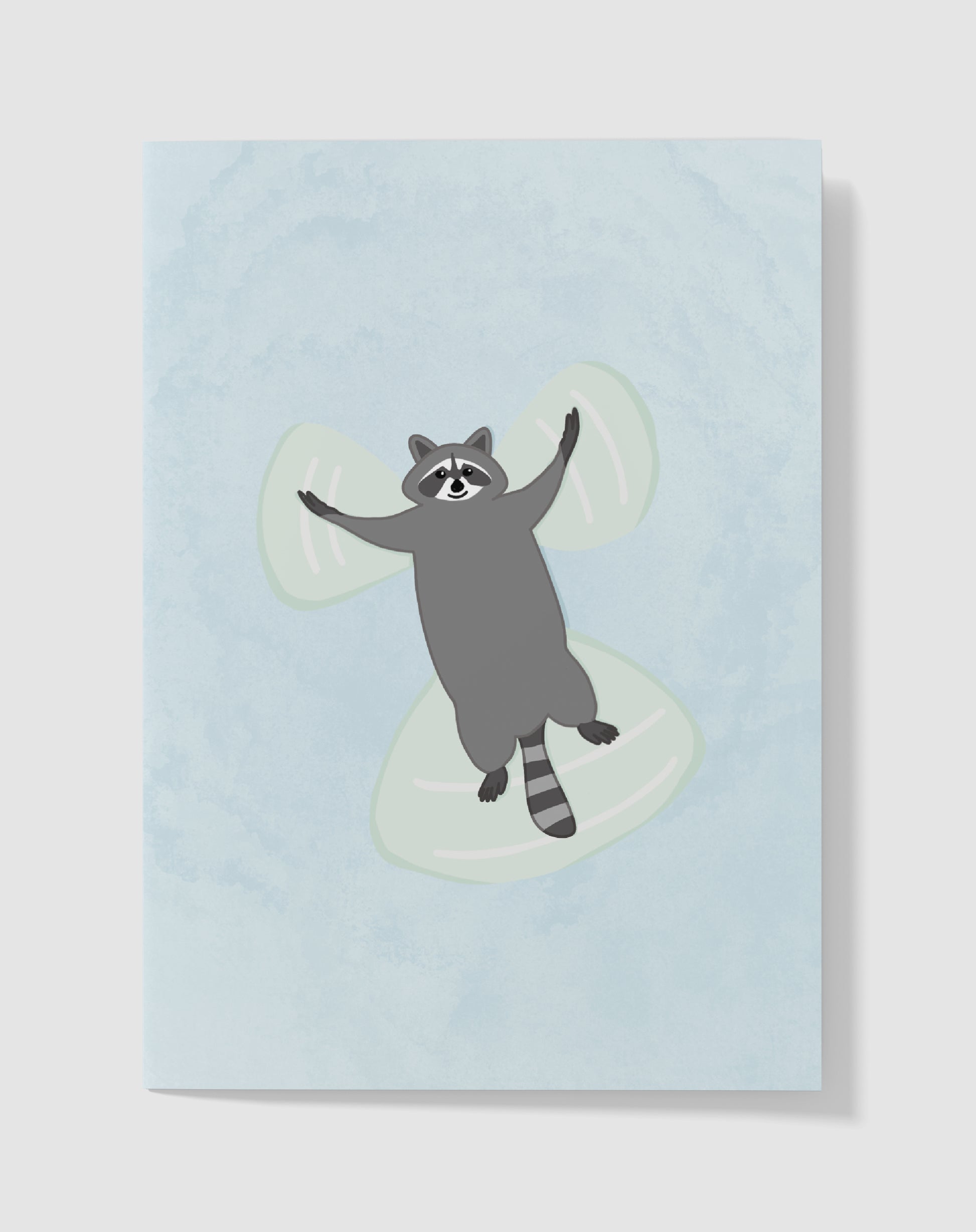Handgemaakte Kaart – Snow Angel Wasbeer – Blanco Binnenkant