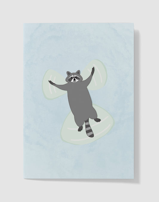 Handgemaakte Kaart – Snow Angel Wasbeer – Blanco Binnenkant