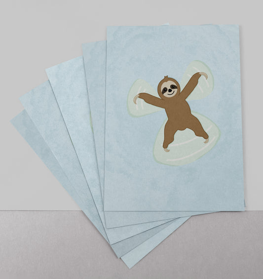 Set van 5 winterse handgemaakte kaarten zonder tekst, Snow Angel thema
