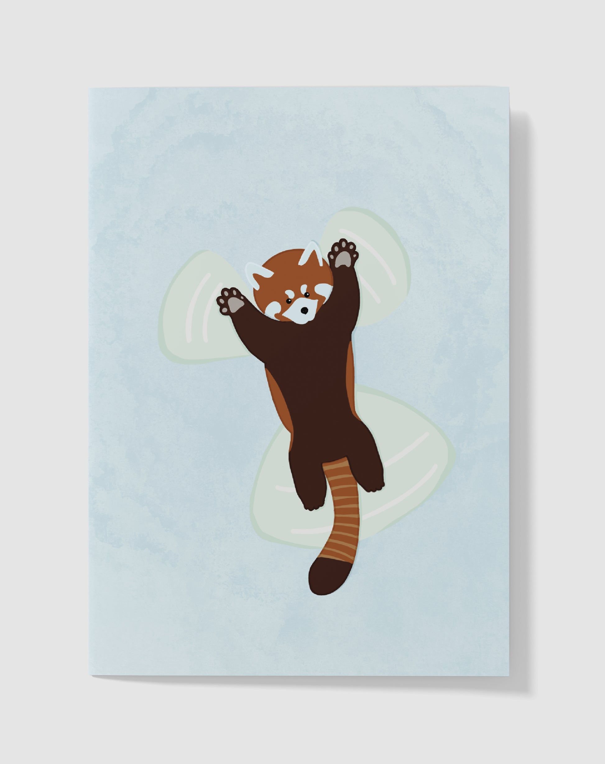 Handgemaakte Kaart – Snow Angel Rode Panda – Blanco Binnenkant
