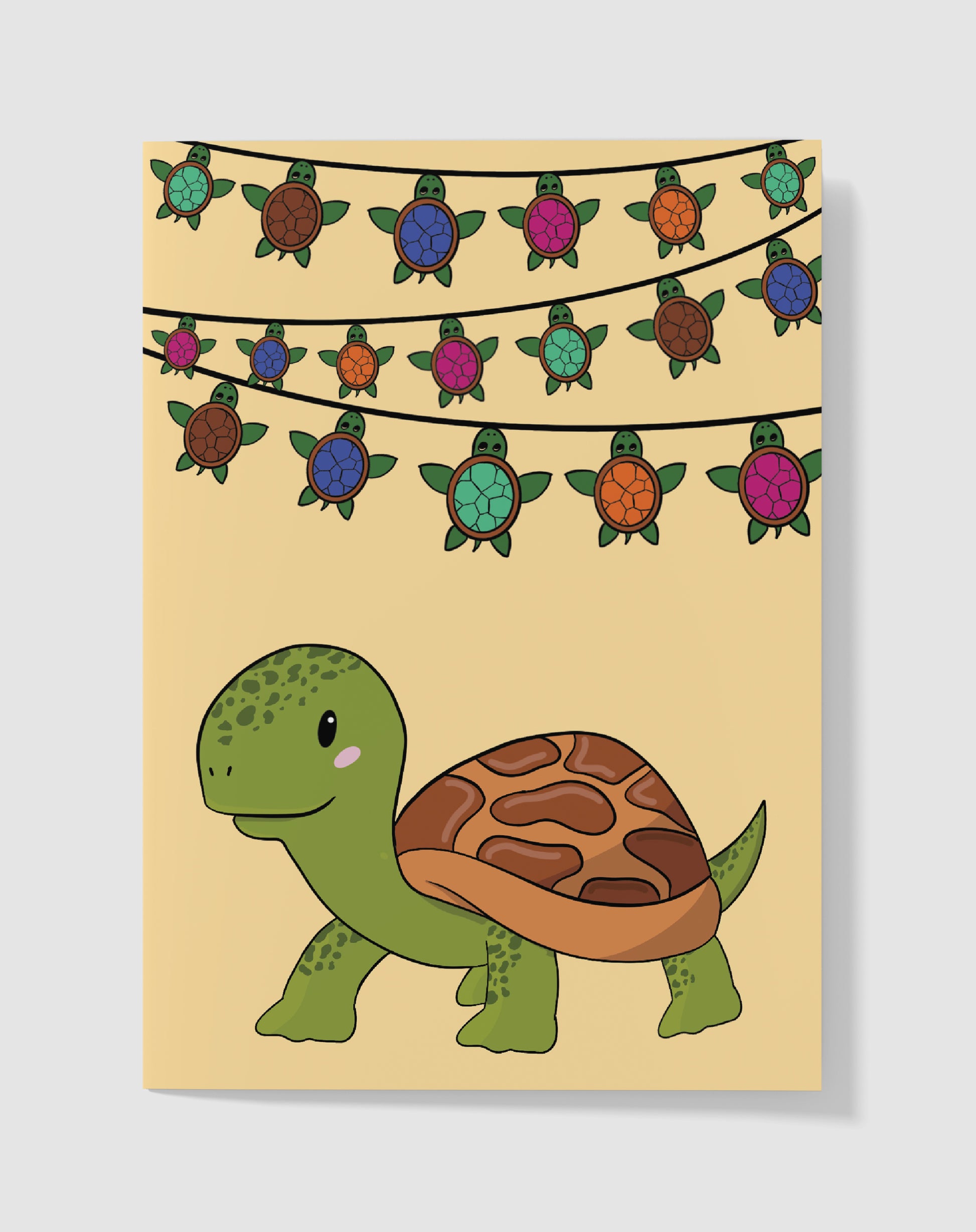 Verjaardagskaart - Turtle Party Slingers – Handgemaakt & Blanco