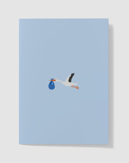 Babykaart - Bundeltje Geluk Blauw – Handgemaakt & Blanco