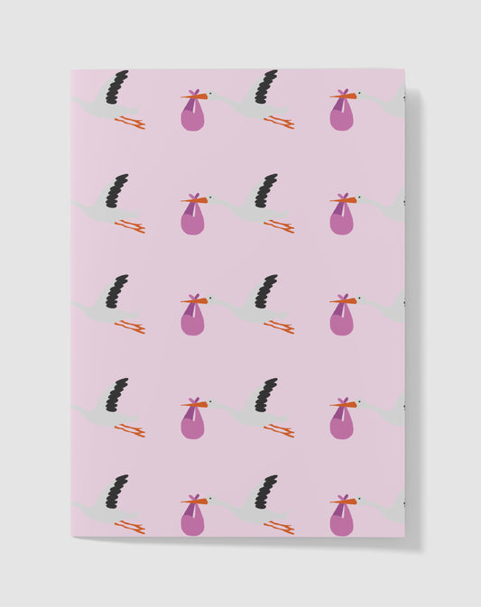Babykaart - Bundeltje Geluk Roze – Handgemaakt & Blanco