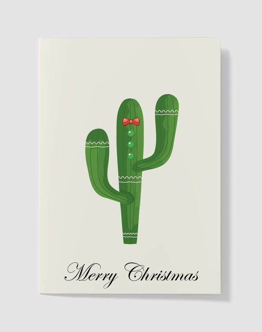 Kerstkaart - Cactus Kerst Gemberkoekman – Handgemaakt & Blanco