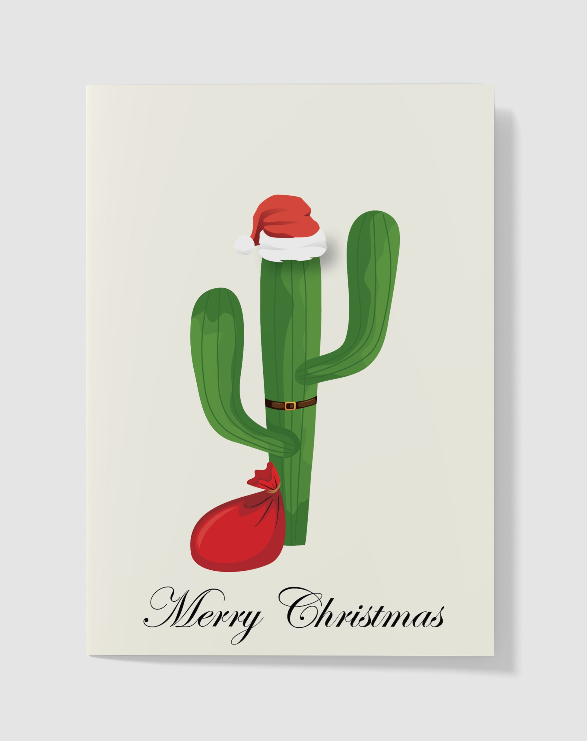 Kerstkaart - Cactus Kerst Kerstman – Handgemaakt & Blanco