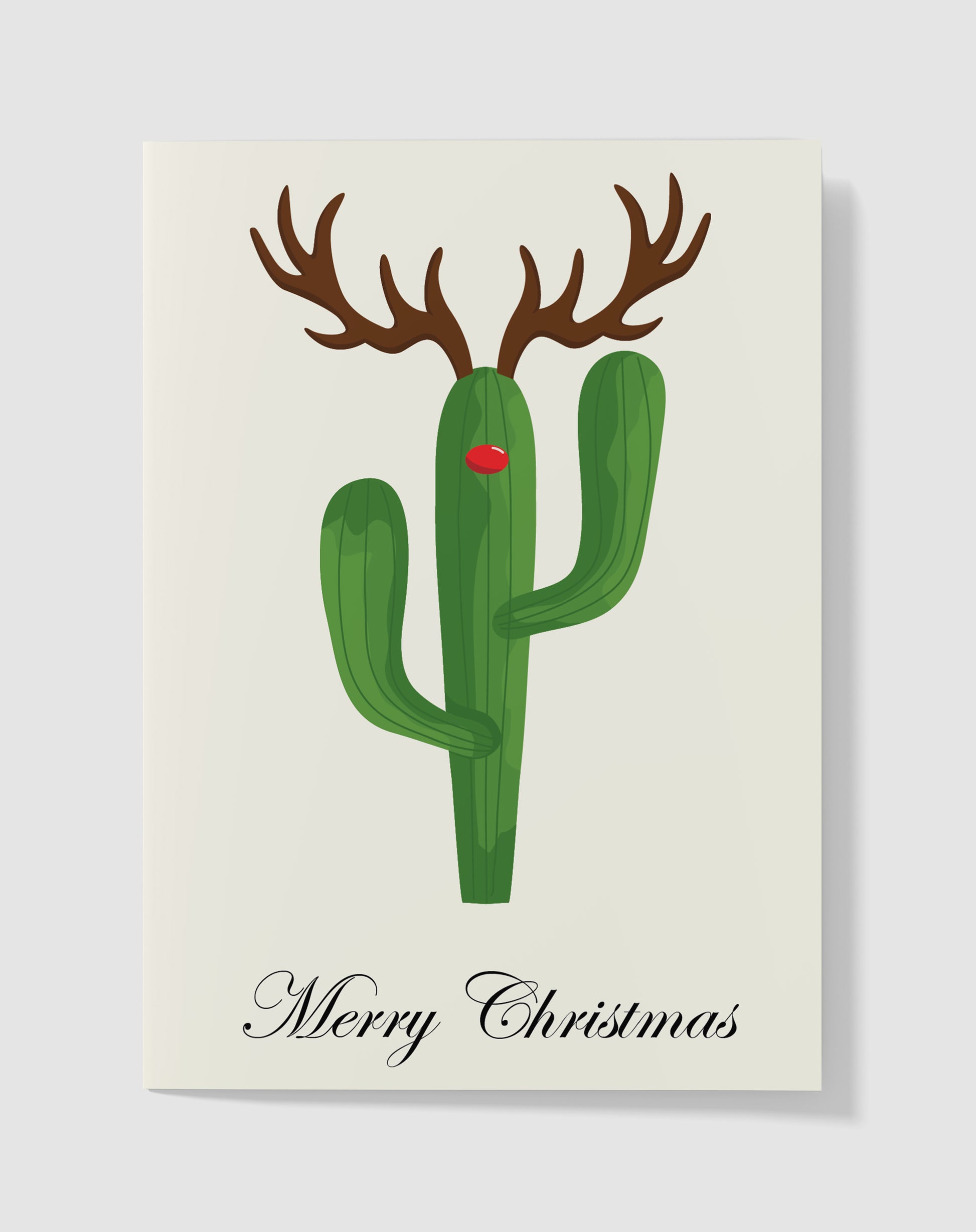 Kerstkaart - Cactus Kerst Rendier – Handgemaakt & Blanco