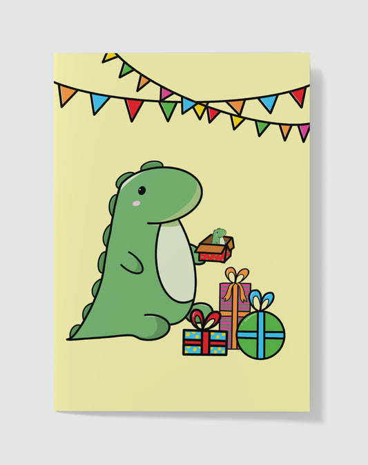 Verjaardagskaart - Dino Feest Cadeaus – Handgemaakt & Blanco