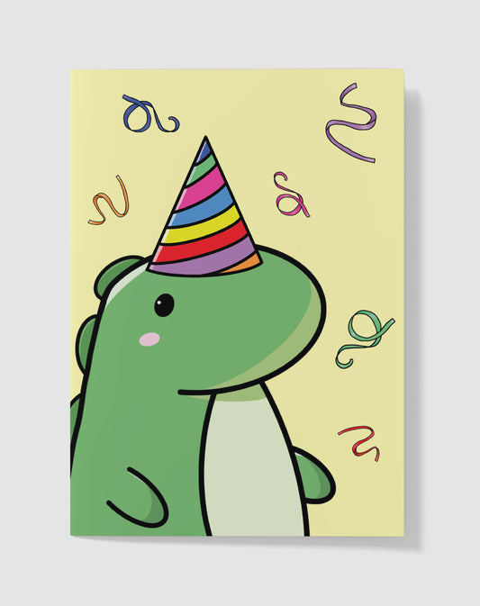 Verjaardagskaart - Dino Feest Confetti – Handgemaakt & Blanco