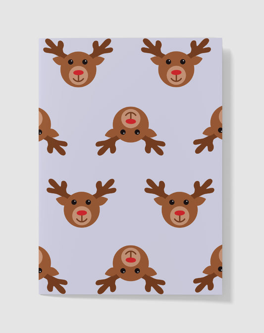Kerstkaart - Patroon Rendier – Handgemaakt & Blanco