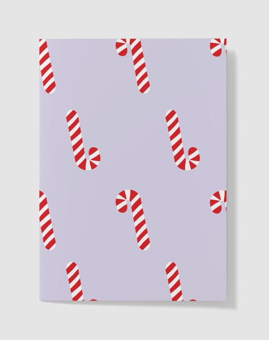Kerstkaart - Patroon Zuurstokken – Handgemaakt & Blanco