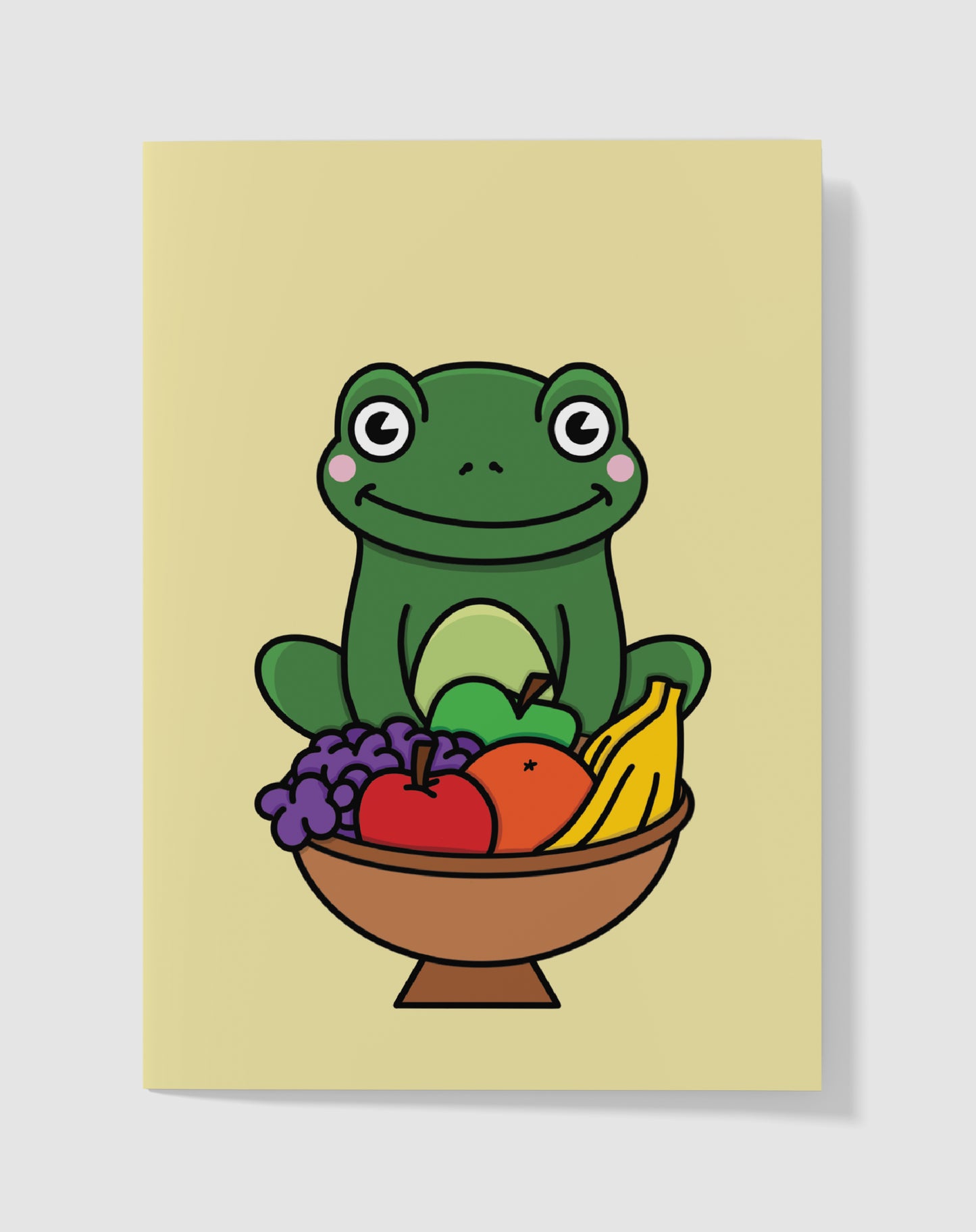 Beterschapskaart met Kikker & Fruitmand – Handgemaakt & Blanco