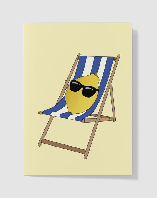 Handgemaakte Kaart - Lemon Vibes Strandstoel - Blanco Binnenkant