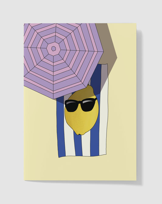 Handgemaakte Kaart - Lemon Vibes Strand - Blanco Binnenkant