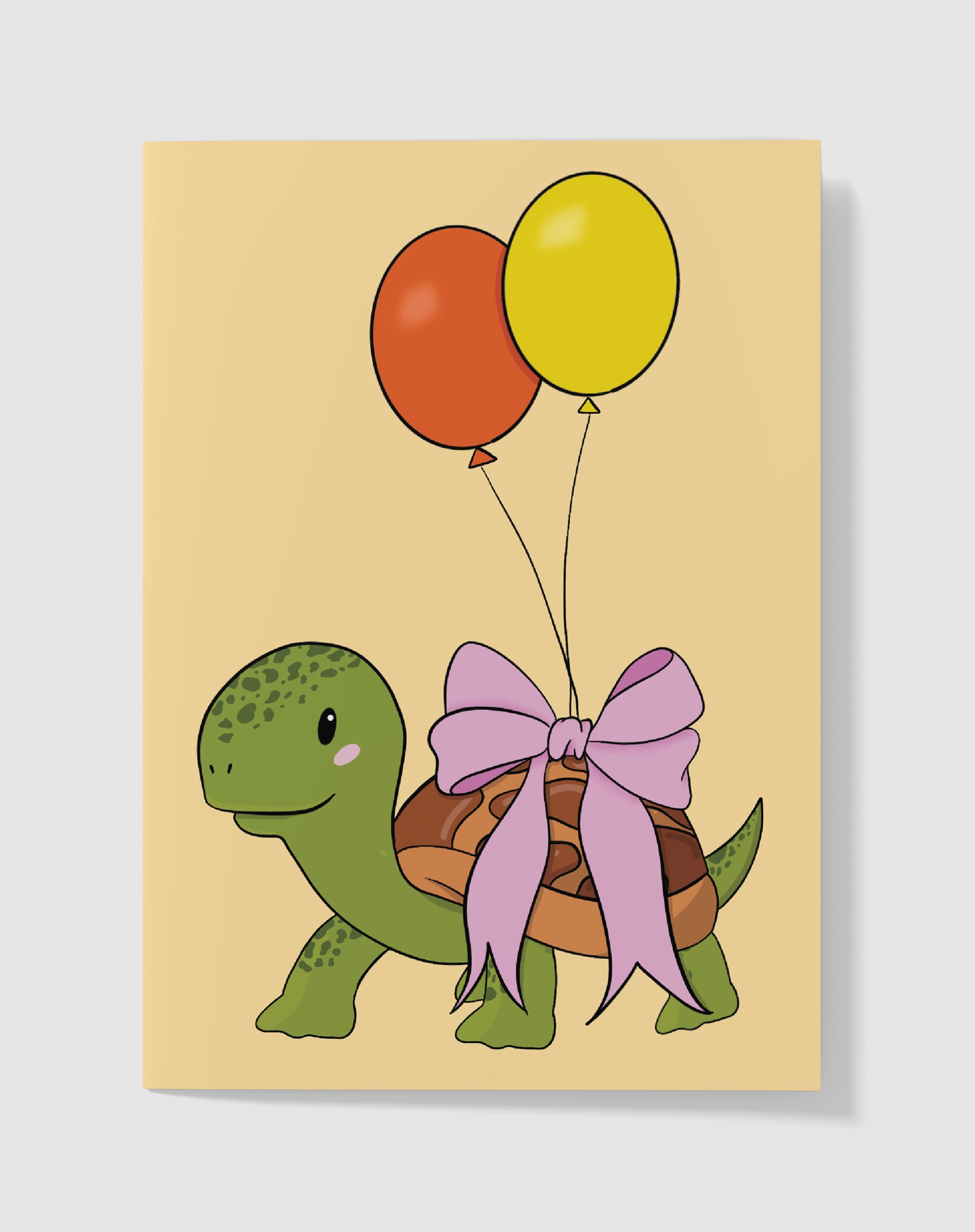 Verjaardagskaart - Turtle Party Ballonnen – Handgemaakt & Blanco