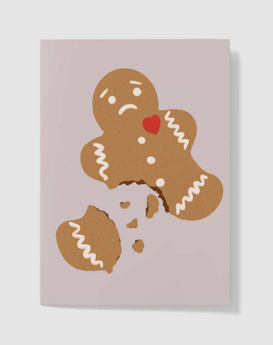 Kerstkaart - Wonderlijke Gemberkoekmannetje – Handgemaakt & Blanco