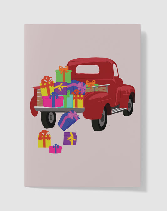 Kerstkaart - Wonderlijke Rode Truck – Handgemaakt & Blanco