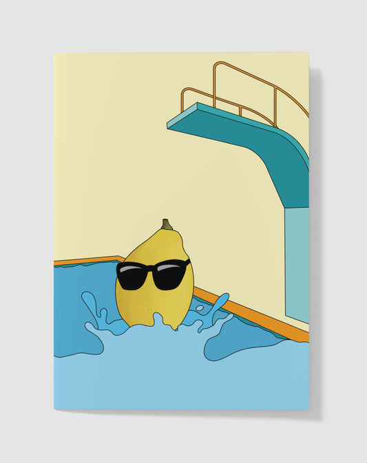Handgemaakte Kaart - Lemon Vibes Zwembad - Blanco Binnenkant