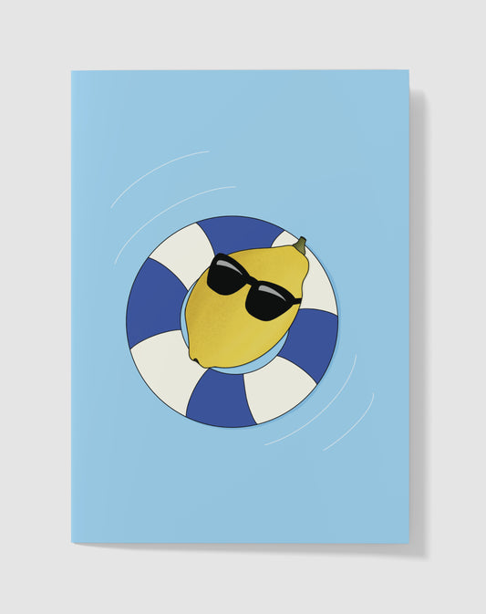 Handgemaakte Kaart - Lemon Vibes Zwemband - Balnco Binnenkant